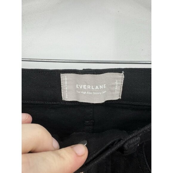 EVERLANE The High-Rise Skinny Jean Ankle Womens Size 27 Black Denim Dark Wash - Picture 4 of 9